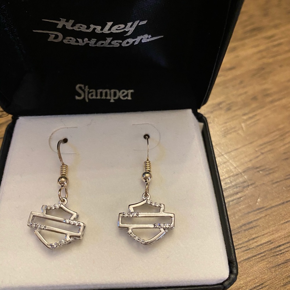 Harley Davidson dangling earrings